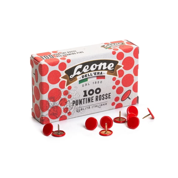Leone DELLERA Colored Push Pins: 100 pushpins (Red)