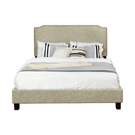 Leonel Signature Linen Style Upholstered Panel Bed, Multiple Colors, Multiple Sizes
