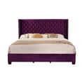 thumbnail image 1 of Leonel Signature Queen Velvet Upholstered Button Tufted Wingback Bed Set, Purple, 1 of 6
