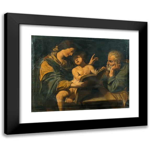 Leonello Spada 24x20 Black Modern Framed Museum Art Print Titled - Holy Family with the Madonna Teaching the Christ Child to Read