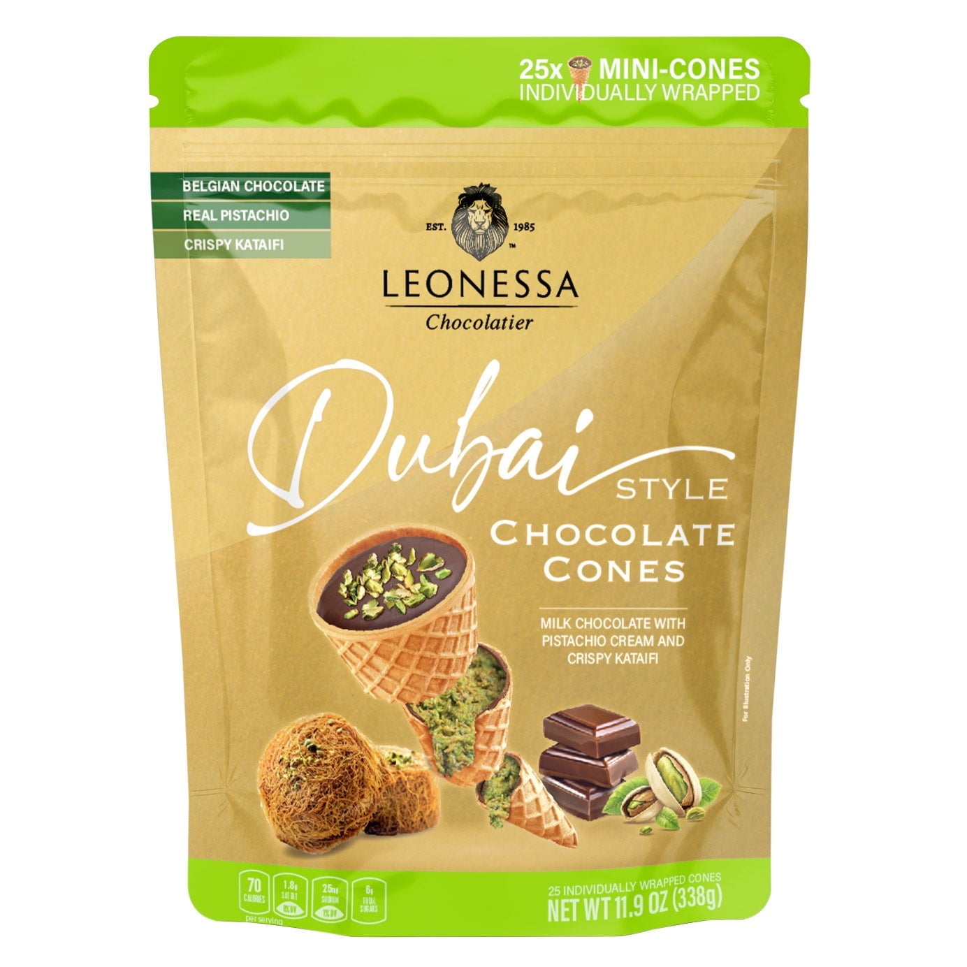 Leonessa Chocolatier Dubai Style Chocolate Cones, 11.9 Ounce
