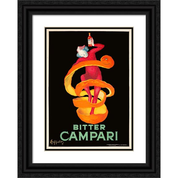 Leonetto Cappiello 11x14 Black Ornate Wood Framed Double Matted Museum Art Print Titled: Bitter Campari (1921)