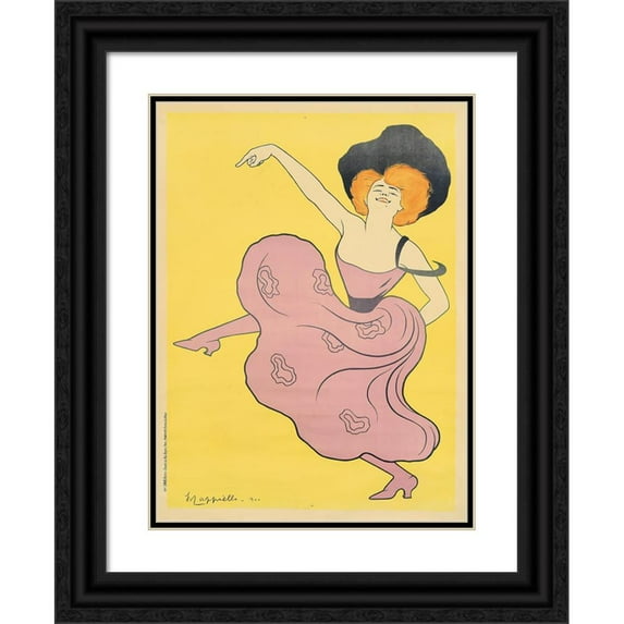 Leonetto Cappiello 14x18 Black Ornate Wood Framed Double Matted Museum Art Print Titled - Folies-Bergere (1900.)