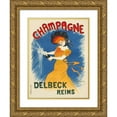 thumbnail image 1 of Leonetto Cappiello 14x18 Gold Ornate Wood Frame and Double Matted Museum Art Print Titled - Champagne Delbeck (1902), 1 of 4