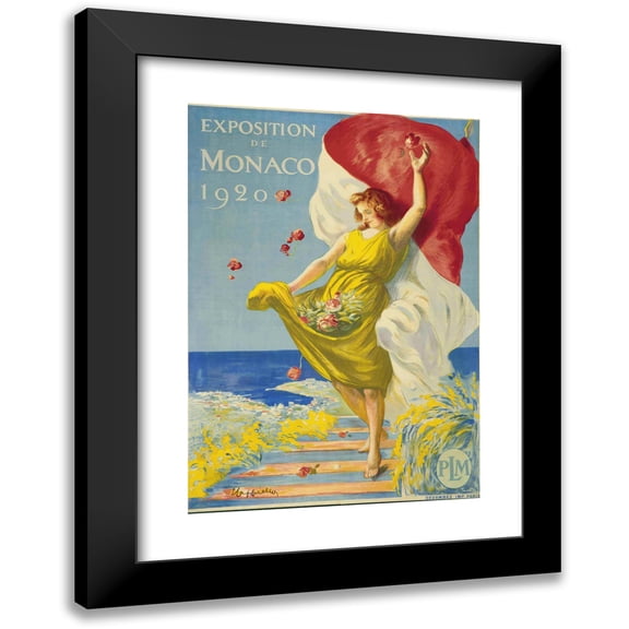 Leonetto Cappiello 18x24 Black Modern Framed Museum Art Print Titled - Monaco Exhibition (1920)