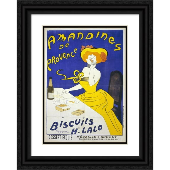 Leonetto Cappiello 18x24 Black Ornate Framed Double Matted Museum Art Print Titled: Amandines De Provence. (1900)