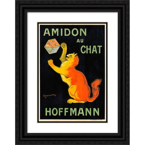 Leonetto Cappiello 18x24 Black Ornate Framed Double Matted Museum Art Print Titled: Chat Starch