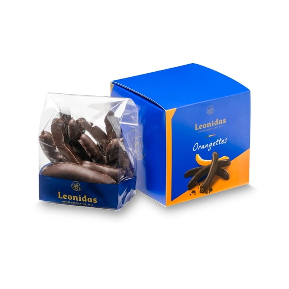 Leonidas Candied Chocolate Orange Peel Cube (200g) Belgian Dark Chocolate Orangettes Made Without Gluten | Luxury Candied Orange Strips Coated in Rich Belgian Chocolate | Premium Gift Box