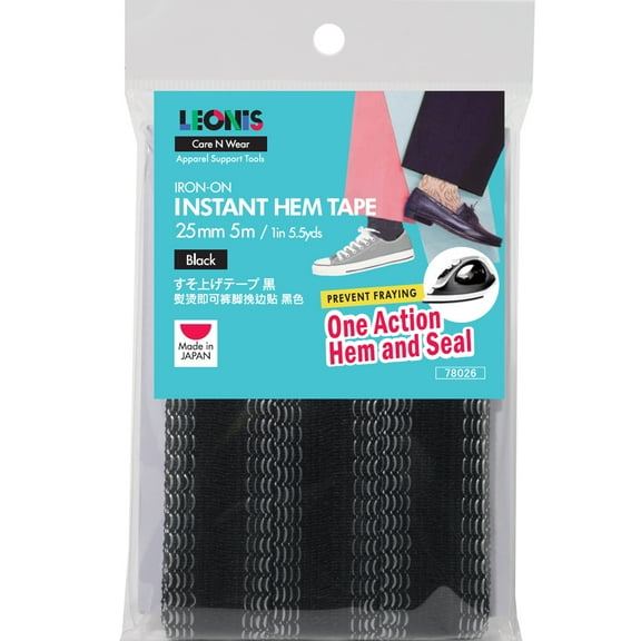 Leonis Iron-on Instant Hem Tape 25mm x 5m (1in x 5.5yds) Black