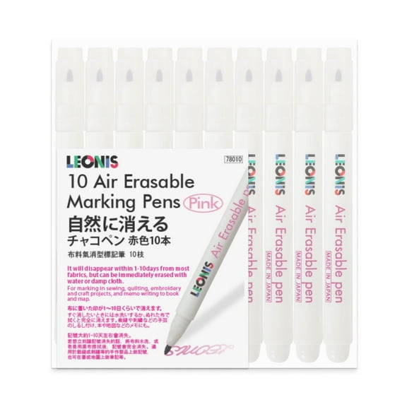 Leonis Disappearing Ink Fabric Marking Pen, 10 Count Pack, Pink