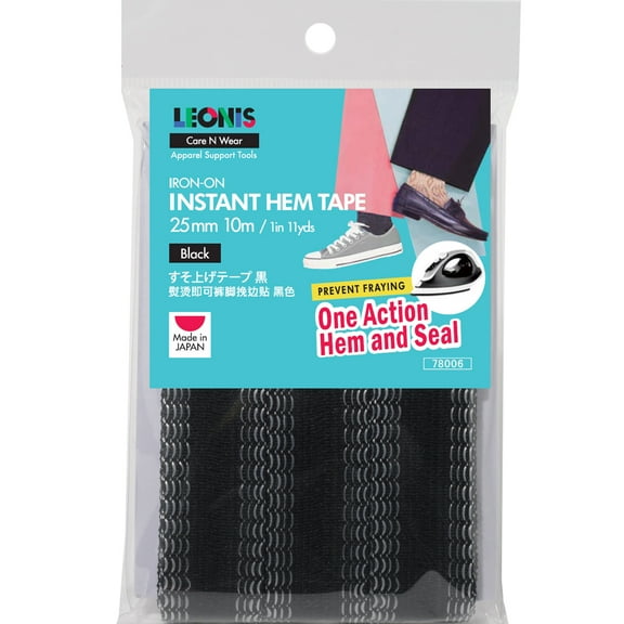 Leonis Iron-on Instant Hem Tape 25mm x 10m (1in x 11yds) Black