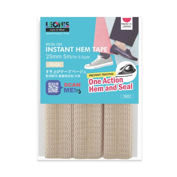 Leonis Iron-on Instant Hem Tape 25mm x 5m (1in x 5.5yds) Beige