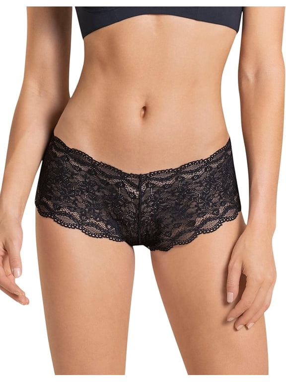 BLACK Lace Cheeky Comfortable Low-Rise Hiphugger Panties, US Large