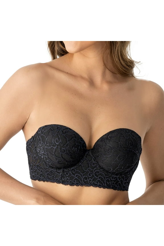 Lace Underwire Bra Wide Supportive Underbust Band - Strapless Push Up Bra