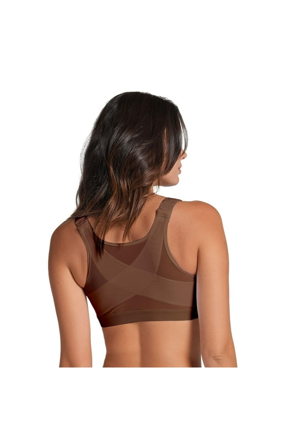 Front Closure Posture Corrector Bra - Full Coverage Bras, Wireless Back Support, Front Closure Bras for Women, Easy to Wear Posture, Adjustable Full Coverage Bra-Brown,38B