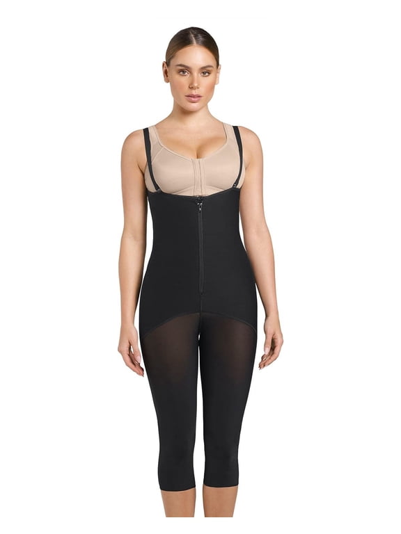 Mid-Calf Sculpting Shapewear for Women with Tummy Control Black