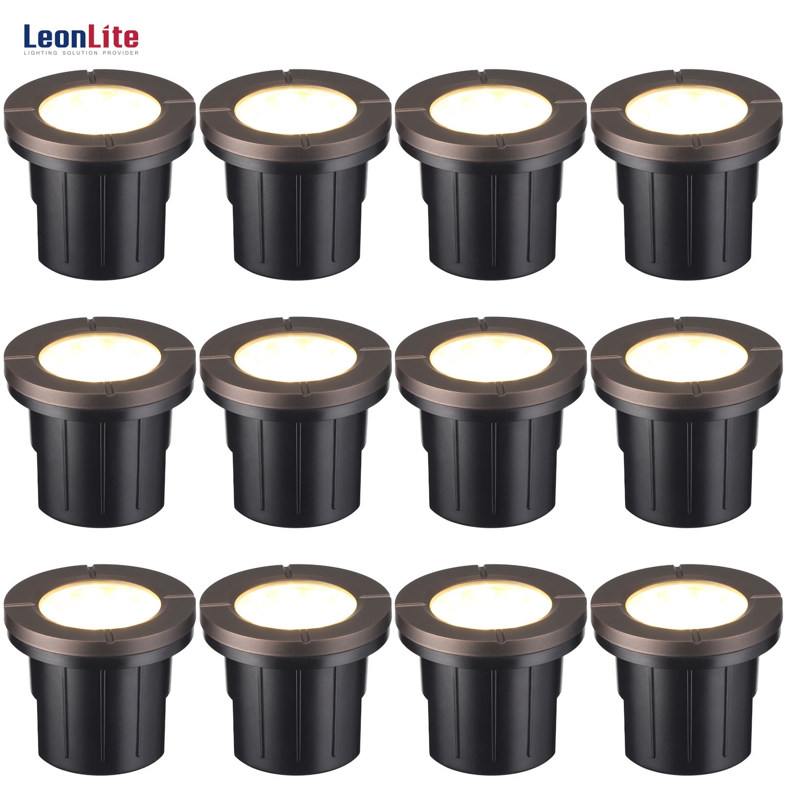 Leonlite 12-Pack 6W LED Well Light for Yard, Garden, Patio, 12-24V Low  Voltage Flat Top In-Ground Lighting, 3000K Warm White, UL Listed Cable,  IP67 Waterproof Landscape light