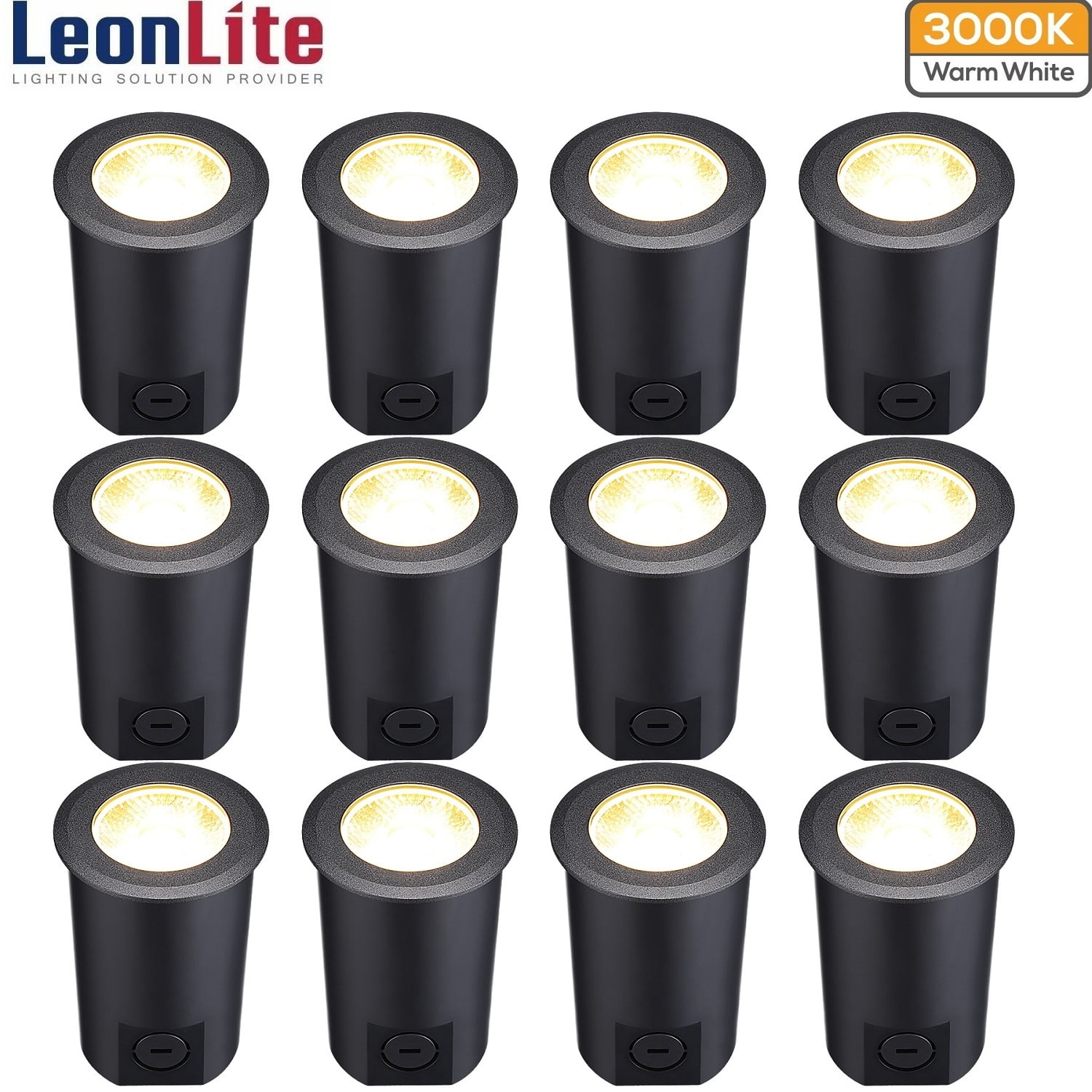 Leonlite 12 Pack 7W LED Outdoor Well Light, 12-24V AC/DC In-Ground  Landscape Lighting, IP67 Waterproof Linkable Pathway Lights, 3000K Warm  White, for Yard, Garden, Patio