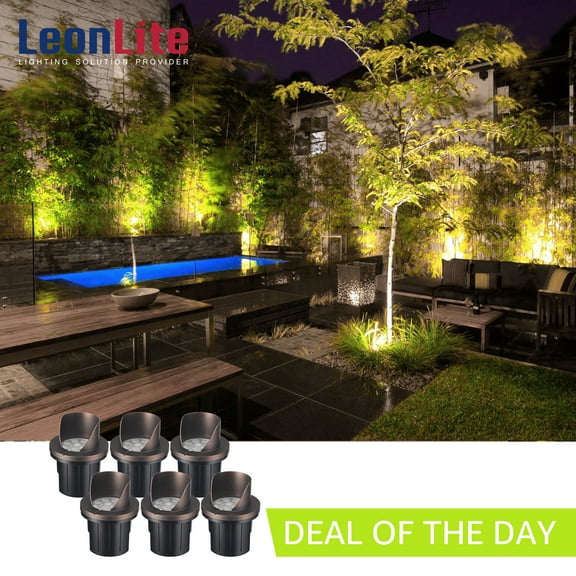 Leonlite 6 Pack LED Recessed Deck Lights, Low Voltage 12V Well Lights, 6W Landscape Lighting