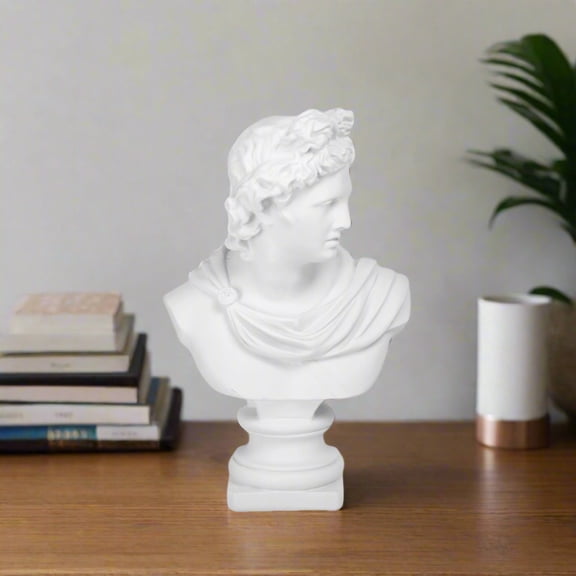 Leonne White Resin Male Head Sculpture, Classical Decorative Bust, Modern Home Accent