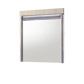Leonor Modern Style Mirror with LED in Gray with clean linear detailing(INCLUDES MIRROR ONLY NOT DRESSER)