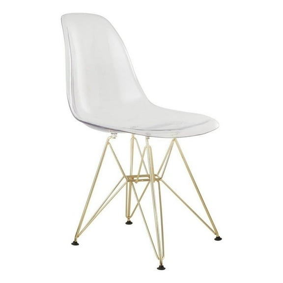 Leonora Acrylic Eiffel-Style Dining Chair With Gold Base In Clear (Set of 4)