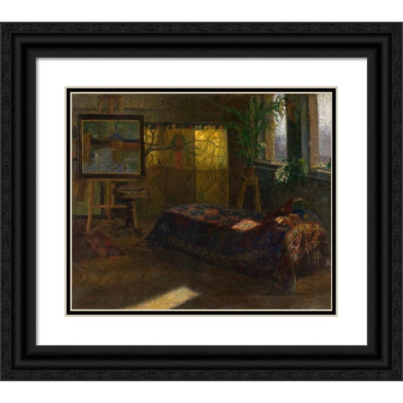 Leontine von Littrow 14x12 Black Ornate Wood Framed Double Matted Museum Art Print Titled: My Painter Studio in Abbazia (Around 1900)