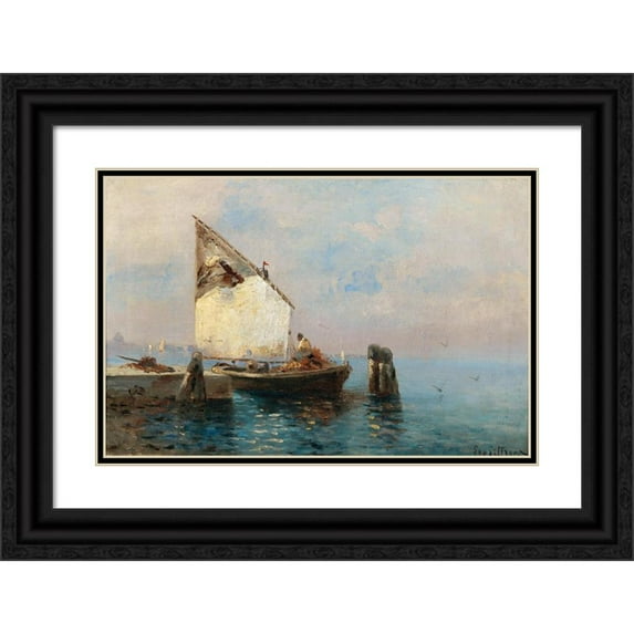 Leontine von Littrow 24x17 Black Ornate Framed Double Matted Museum Art Print Titled: Maritime Painting