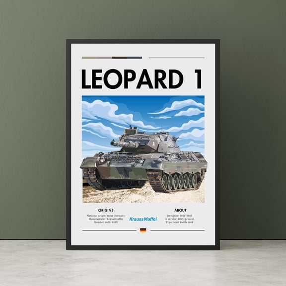 Leopard 1 Tank Art Print, German Main Battle Tank, Poster Only