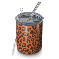 Leopard 12oz Stainless Steel Coffee Mug – Double-Wall Insulated Cup with Spill-Resistant Lid, 360° Full-Print Design, Keeps Drinks Hot & Cold for Home, Office, Travel,Thanksgiving,Christmas