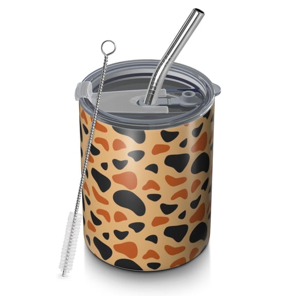 Leopard 12oz Stainless Steel Coffee Mug – Double-Wall Insulated Cup with Spill-Resistant Lid, 360° Full-Print Design, Keeps Drinks Hot & Cold for Home, Office, Travel,Thanksgiving,Christmas