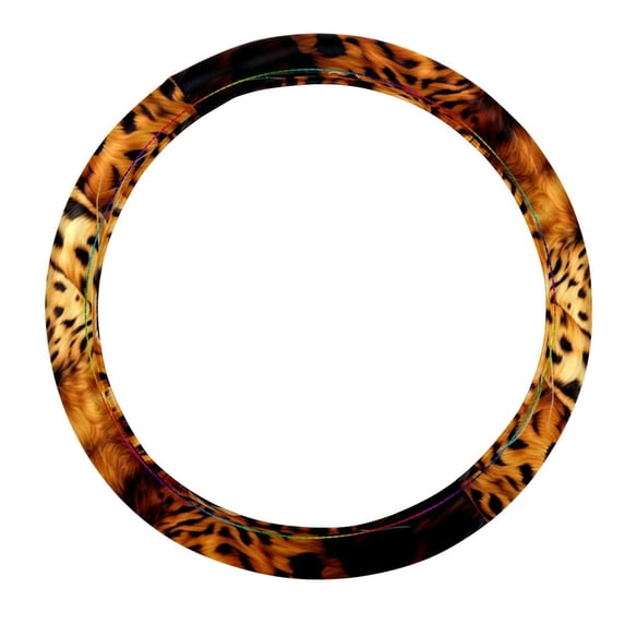 Leopard 14.5 Inch Printing PVC Leather Car Wheel Cover, Steering Wheel Cover, Auto Accessories