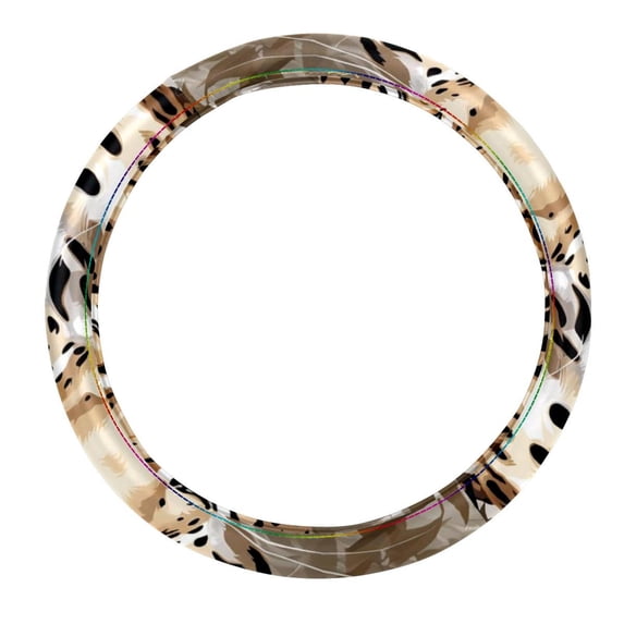 Leopard 14.5 Inch Printing PVC Leather Steering Wheel Cover Auto Accessories