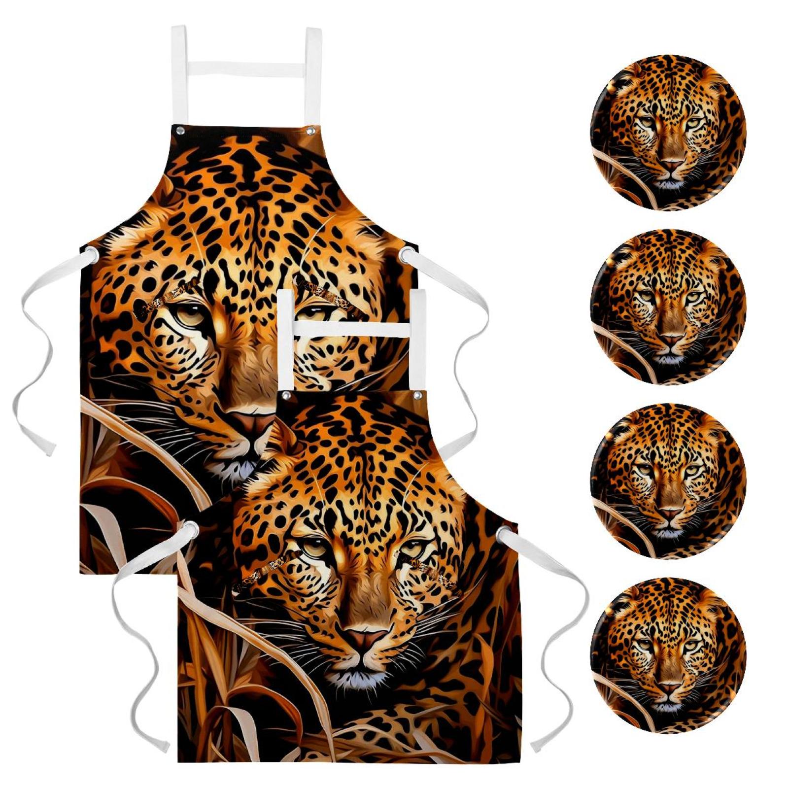 Leopard 2 Pack Waterproof Buttons with Pockets and Badge - Button Art ...