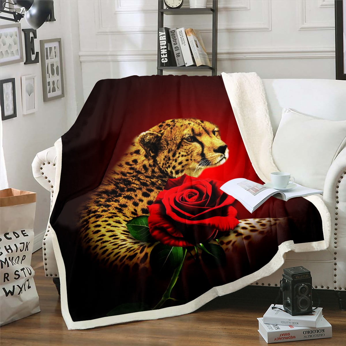 Leopard 40"x50" Throw Blanket for Boys Women Men,Cheetah Print Fleece