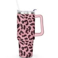 thumbnail image 1 of Leopard 40oz Coffee Mug with Straw Lid, Handle and Insulated Steel Body, Leak Proof Gift Cup, 1 of 5