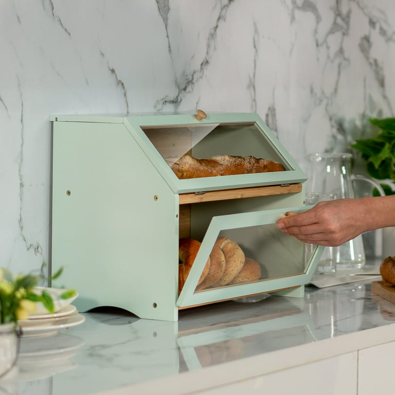 Leopard 504636 Double Layer Bamboo Kitchen Counter Bread Storage