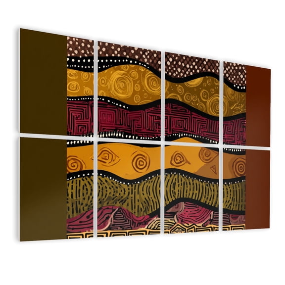 Leopard 8 Pack Art Acoustic Panels Sound Absorbing Abstract Leopard Tribal Earth Tone Waves cheetah Decorative Soundproof Wall Panels Self Adhesive for Nursery Game Room Bedroom 48"x32"