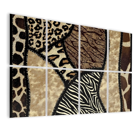 Leopard 8 Pack Art Acoustic Panels Sound Absorbing Animal Print Patchwork cheetah Leopard Zebra Decorative Soundproof Wall Panels Self Adhesive for Nursery Game Room Bedroom 48"x32"
