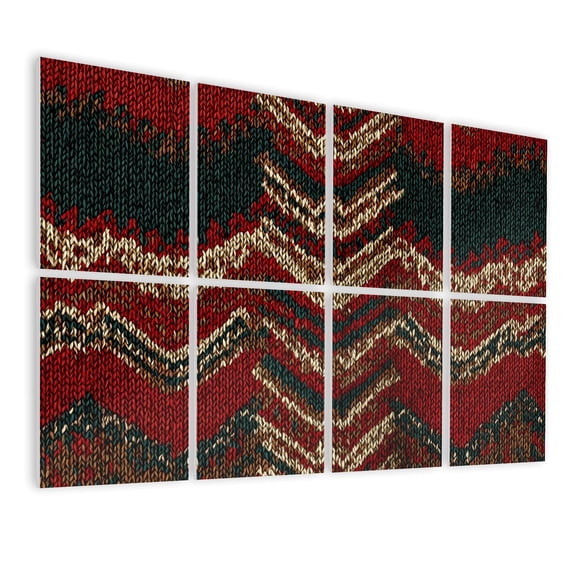 Leopard 8 Pack Art Acoustic Panels Sound Absorbing Zigzag Stripes Red Teal Brown Beige Decorative Soundproof Wall Panels Self Adhesive for Nursery Game Room Bedroom 48"x32"