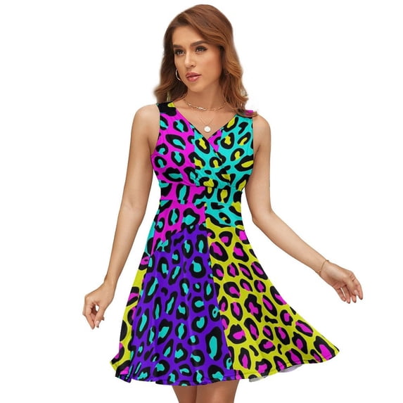 Leopard 80s Dress Fashion Beach Long Dresses Female Party Printed Sundress