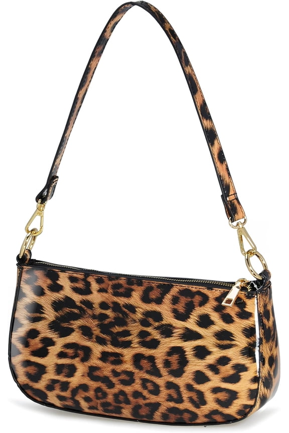 Leopard 90s Women Bag Glossy Vegan Leather Crossbody Bag Clutch Purse