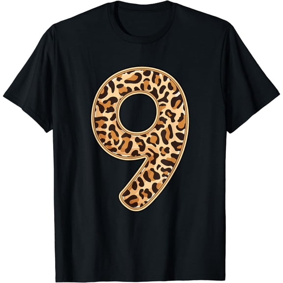 Leopard 9th Birthday Party Nine 9 Years Old Wild Cats Kids T-Shirt