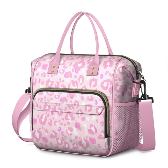 Leopard Aesthetic Lunch Box – Fashionable Cheetah Spot Print Cooler Tote Reusable Insulated Bag with Dual Compartments for Work or Travel