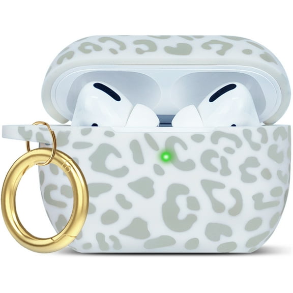 Leopard Airpods Pro 2nd/1st Generation Case, YOMPLOW Soft Silicone Case Cover Flexible for iPod Pro Case Floral Print Cover for Women Girls with Keychain - Green Leopard/Cheetah
