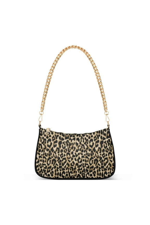 Leopard Animal Cheetah Womens Chain Shoulder Bag Tote Handbag Clutch Hobo Purse with Zipper for Travel Casual