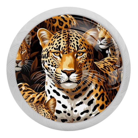 Leopard Animal Crystal Glass Drawer Knob Pull Ergonomic 30mm Circle Glowing Furniture Cabinet Handle for Kitchen Dresser Cupboard Wardrobe