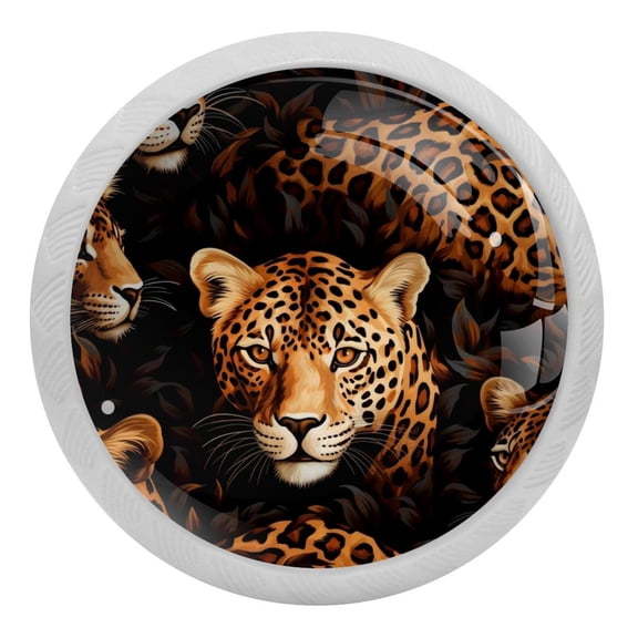 Leopard Animal Crystal Glass Drawer Knob Pull Ergonomic 30mm Circle Glowing Furniture Cabinet Handle for Kitchen Dresser Cupboard Wardrobe