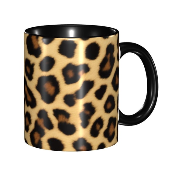 Leopard Animal Fur Texture Coffee Mug Fun Custom Ceramic Mugs 11oz Black