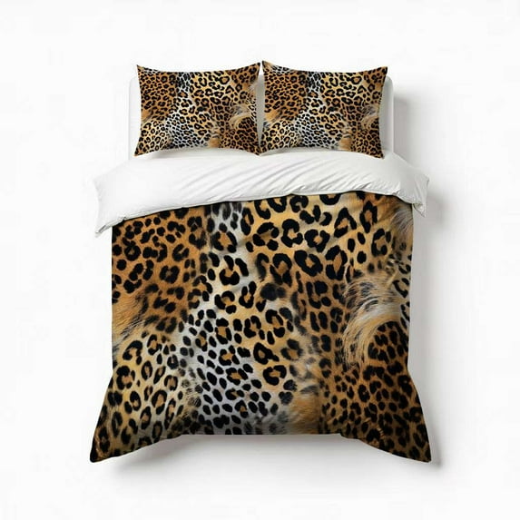 Leopard Animal Print Bedding Set 3 Pcs Soft Microfiber Quilt Cover For Bedroom Decor, Comforter Cover With 2 Pillowcase
